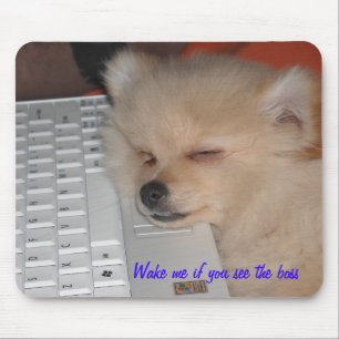 Alfombrilla De Ratón Pomeranian me despierta si usted ve el jefe