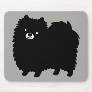 Alfombrilla De Ratón Pomeraniano negro lindo   Perro de dibujos animado