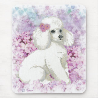 Alfombrilla De Ratón Poodle blanco en el arte de los ladrillos y regalo