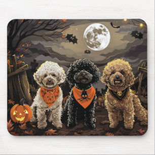 Alfombrilla De Ratón Poodle Halloween Espeluznante
