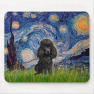 Alfombrilla De Ratón Poodle (negro 1) - Noche estrellada