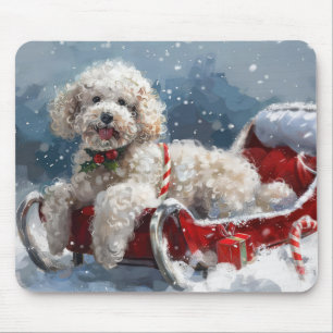Alfombrilla De Ratón Poodle Perro Navidad Festivo