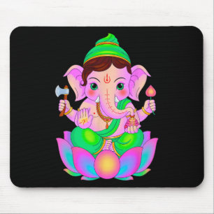 Alfombrilla De Ratón Pooja hindú Ganesha Elefante Dios India Meditación