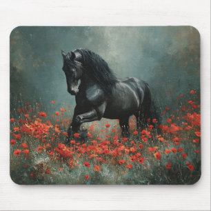 Alfombrilla De Ratón Popas rojas de Stallion Friesiano Negro