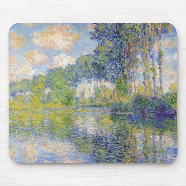 Alfombrilla De Ratón Poplares en el río Épte (por Claude Monet) (Frente)