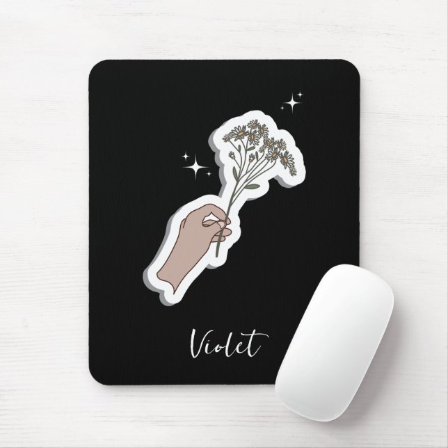 Alfombrilla De Ratón "Por ti" Ilustracion estético de flores (Con ratón)