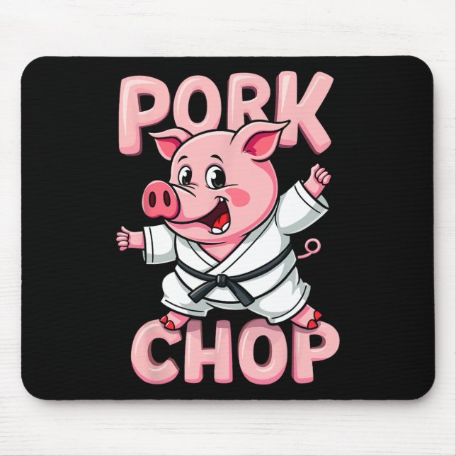 Alfombrilla De Ratón Pork Chop Funny Karate Pig Martial  (Frente)