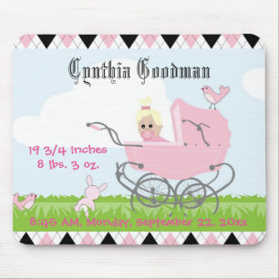 Alfombrilla De Ratón Porte de bebé rosa de la vendimia