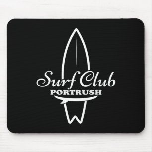 Alfombrilla De Ratón Portrush, gráfico de tabla de surf retro del club