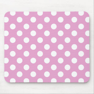 Alfombrilla De Ratón Pos de polka blanca en rosa pálido