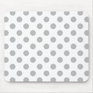 Alfombrilla De Ratón Pos de polka gris sobre blanco