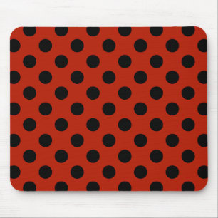 Alfombrilla De Ratón Pos de polka negra en rojo