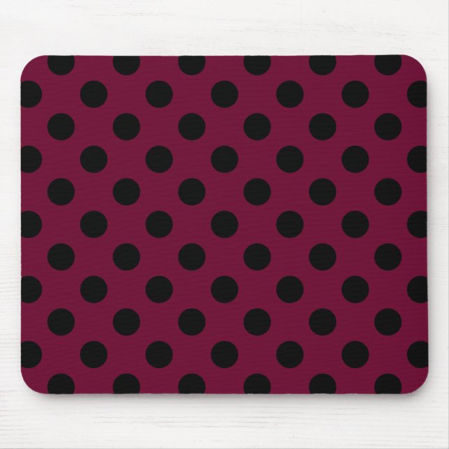 Alfombrilla De Ratón Pos de polka negro en burdeos (Frente)