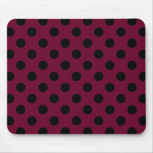 Alfombrilla De Ratón Pos de polka negro en burdeos