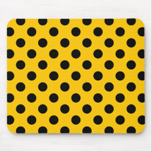 Alfombrilla De Ratón Pos de polka negro sobre amarillo