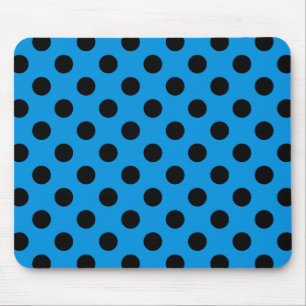 Alfombrilla De Ratón Pos de polka negro sobre azul cielo