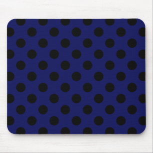 Alfombrilla De Ratón Pos de polka negro sobre azul marino