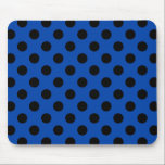 Alfombrilla De Ratón Pos de polka negro sobre azul real<br><div class="desc">Pos de polka negro sobre azul real</div>