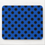 Alfombrilla De Ratón Pos de polka negro sobre azul real<br><div class="desc">Pos de polka negro sobre azul real</div>