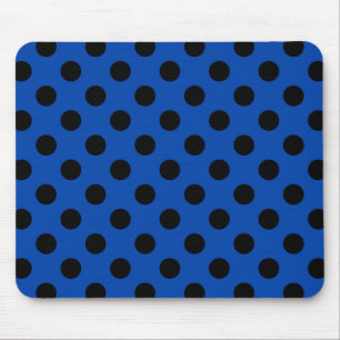 Alfombrilla De Ratón Pos de polka negro sobre azul real
