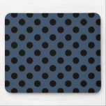 Alfombrilla De Ratón Pos de polka negro sobre gris-azul<br><div class="desc">Pos de polka negro sobre gris-azul</div>