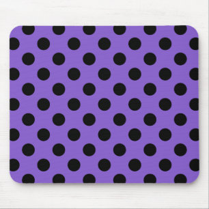 Alfombrilla De Ratón Pos de polka negro sobre lavanda