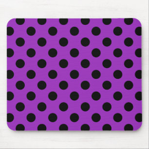 Alfombrilla De Ratón Pos de polka negro sobre morado