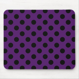 Alfombrilla De Ratón Pos de polka negro sobre púrpura de ciruela