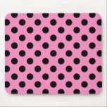Alfombrilla De Ratón Pos de polka negro sobre rosa<br><div class="desc">Pos de polka negro sobre rosa</div>