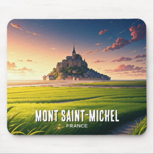 Alfombrilla De Ratón Postal de sol Mont Saint-Michel