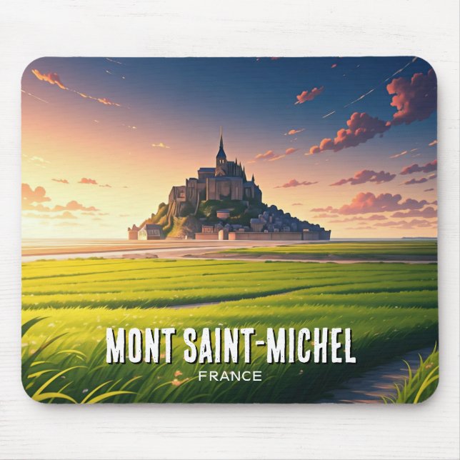 Alfombrilla De Ratón Postal de sol Mont Saint-Michel (Frente)