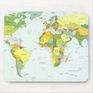 Alfombrilla De Ratón Póster de Atlas Mapa Mundial Político: Decoración
