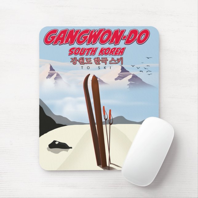 Alfombrilla De Ratón Póster de esquí de Gangwon-do Corea (Con ratón)