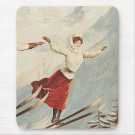 Alfombrilla De Ratón Poster de esquí francés Chamonix Mont Blanc Vintag