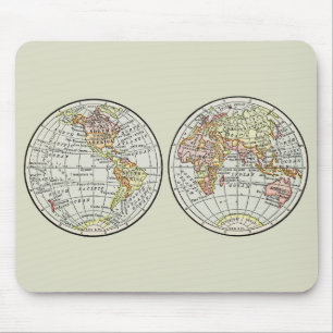 Alfombrilla De Ratón Póster de Globo de Mapa Mundial de 1916 Vintage He