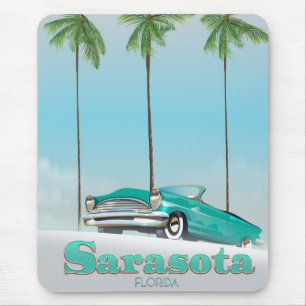Alfombrilla De Ratón Póster de viaje de estilo vintage de Sarasota Flor