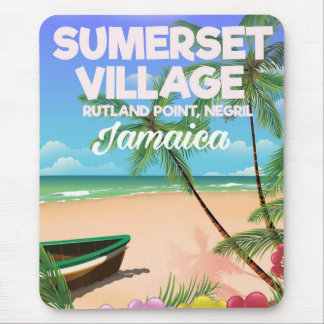 Alfombrilla De Ratón Póster de viaje de la aldea Sumerset Jamaica