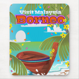Alfombrilla De Ratón Póster de viaje de vacaciones en la isla de Borneo