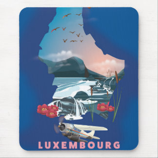 Alfombrilla De Ratón Póster de viaje ilustrado del mapa de Luxemburgo.