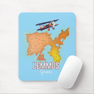 Alfombrilla De Ratón Póster de viaje ilustrado del mapa griego de Lemmo