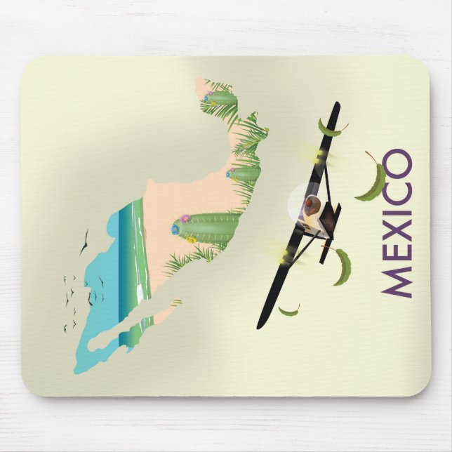 Alfombrilla De Ratón Póster de viaje mapa de México (Frente)