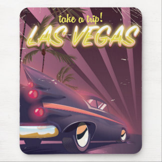 Alfombrilla De Ratón Póster de viaje vintage de automóvil de Las Vegas.