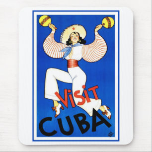 Alfombrilla De Ratón Póster de viaje vintage, Visita La Habana Cuba, Ma