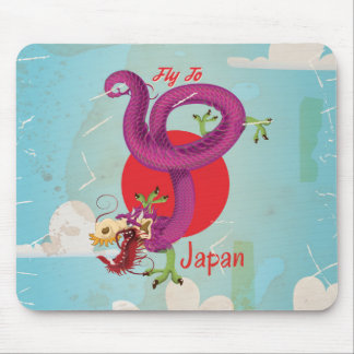 Alfombrilla De Ratón Poster de Viajes de Dragon Vintage de Japón