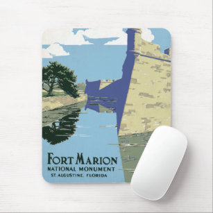 Alfombrilla De Ratón Poster de Viajes Vintage que muestra Fort Marion