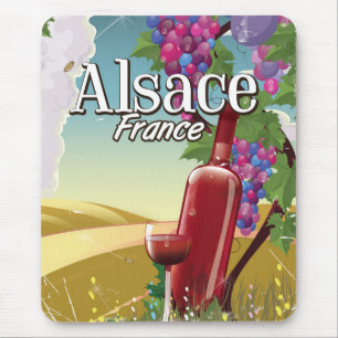 Alfombrilla De Ratón Poster de vino de la tarde de Alsace France