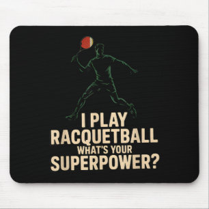 Alfombrilla De Ratón Póster retro de súper poder de raquetbol divertido