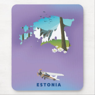 Alfombrilla De Ratón Poster turístico de mapa ilustrado de Estonia