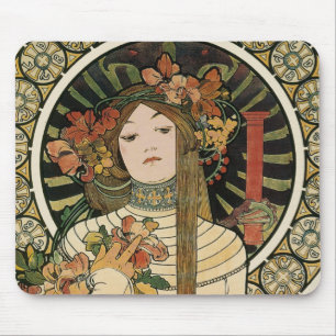 Alfombrilla De Ratón Póster vintage de Alfonse Mucha Trappistine Nouvea