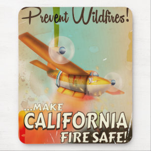 Alfombrilla De Ratón Póster vintage de seguridad contra incendios en Ca